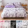 Ensembles de literie motif marbre ensembles de literie ensemble de housse de couette simple reine roi taille couette ensembles lit housse de couette drap plat cas