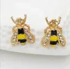 Antieke kristallen insect bee stud vergulde schattige gekleurde glazuur strass oorbellen studs voor vrouwen meisjes partij oor sieraden Koreaanse stijl