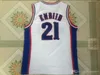 Kansas Jayhawks Wilt Chamberlain Jersey Hommes College Joel Embiid 21 Paul Pierce 34 Andrew Wiggins University Blue White Basketball Jersey