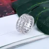 Double Rows Rings Hip Hop Shining 18k Real Gold Plated Cubic Zircon Diamond Finger Ring Jewelry