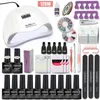 Manicure Set Acrylic Nail Kit met 120/80 / 54W Nail Lamp 35000RPM Boormachine Kies Gel Pools All for Manicure