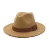 جودة الرجال نساء نساء فيدورا بنما الصوف شعرت قبعة مع حزام بني بوكلي كبير جاز تريلبي كاب الحزب قبعة الزفاف 9250947