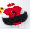 0-2 anos bebê recém-nascido bonito cisne tutus romper com headband bebês swan one-piece jumpersuit com saias ruffle lindo equipamento