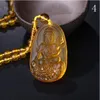 Hochwertige natürliche Citrin geschnitzt Buddha Statue glücklich Amulett Anhänger Halskette Damen Herren Schmuck Heilkristall Aura Stärke