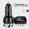 6A QC3.0 Fast Charger Car Charger 2U 5V dubbla USB -portar Snabb laddning Adapter för iPhone Samsung Huawei Metro Smart Phones i OPP Bag