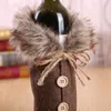 Coperchio del vino scozzese con vestiti per bottiglie di Natale con fiocco con coperchio per bottiglia di vino lanuginoso per la decorazione natalizia del festival del partito DHL HH9-2481