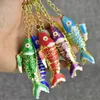 6cm Lifelike Swing Koi Fish Keychains 키 반지 중국 Cloisonne 잉어 매력 동물 에나멜 귀여운 키 체인 여성을위한 남성 선물 상자