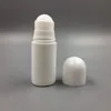 Botella de rodillo recargable de 50ml, blanco vacío con rodillo de plástico, botella de bola Rol-on de 50cc, desodorante, Perfume, loción, contenedor ligero