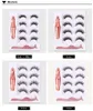 Moda 4 Pairs Magnetyczny Fałszywe rzęsy Zestaw Z Ciekłą Eyeliner Natural Handmade Wielokrotnego użytku Fałszywy Fake Lashes Five Magnesy DHL za darmo