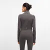 Naked-feel Fabric Slim Fit Yoga Sport Jacket Women Full Zipper Ribbed Gym Fitness Coat with Two Pocket/Thumb Holes top