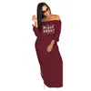 بالإضافة إلى الحجم غير الرسمي للنساء الباردة خطاب الكتف البارد حزمة الورك فستان مثير 2019 New Slash Neck Long Sleeve Driting Maxi Dresses