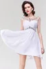 Rhinestones Beaded Short Homecoming Dresses Sheer Crew Neck Chiffon Backless Mini Cocktail Party Gown Formal Prom Wear CPS094