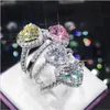 Venta al por mayor-Love CZ Diamond Ring Luxury Designer Jewelry plateado con caja White Gold Ladies Ring regalo de cumpleaños
