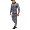 Tracksuit men 2019 New Men Sets Fashion Sporting Suit Brand Plaid Zipper Sweatshirt +Sweatpants Mens Clothing 2 Pieces Sets 9.2 T200507