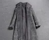 C4052 الخريف الشتاء أوروبا امرأة منقوشة معطف المرأة السترة طوق أبلى منتصف طول معاطف سيدة