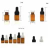 1000PC 1ml 2ml 3 ml Amber Glass Dropper Flaskor Essential Oljeflaska Små Parfymflaskor Provtagning Storage Bottle RRA1981