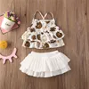 Conjuntos de ropa para niña de 3 estilos, Tops sin mangas con tirantes, mameluco + falda de tutú con estampado floral, traje de sol, conjuntos de verano para niñas1