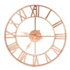40cm Metal Rose gold & Copper Roman Openwork Silent Wall Clock Home Decor Living Room Simple Design
