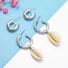 Fashion Korean gold silver 2 Colors Circles Hoop Shell Earrings For Women Bijoux Jewelry Women Jewelry Gif223w
