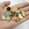 12mm druzy drusy sten hänge guld bling harts runda charm för halsor gör mode smycken i bulk