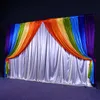 3m * 6m Telón de fondo de la boda con la cortina del arco iris del partido telón de fondo de los Swags Celebración Pared del fondo Cortina de escenario Rendimiento