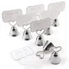 50PCS Wedding Favors Kissing Bell Heart Silver Place Card Holder Party Decoratives Name Photo Card Clips