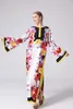 Women's Runway Dresses O Neck Long Sleeves Loose Design Side Split Flora Printed Fashion Casual Maxi Dresses