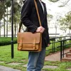Briefcases Men's Briefcase Crazy Horse Cow Genuine Leather Shoulder Bag Real Natural Crossbody Messenger Handbag