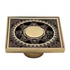 Antique Brass Carved Flower Bath Floor Drain Strainer Cover Art Bathroom Deodorant Floor Drains Waste Grate6680719