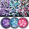 Decorações de arte de unhas 6 boxset mistura holográfica forma hexagonal brilhante dicas diy acessórios de unhas para decoração de design257k5728456