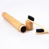 Bamboo toothbrush reuable round handle travel case natural holder tube multi colors hotel eco friendly hard and soft bristle disposable