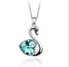 Collana con ciondolo alla moda Collana con ciondolo a forma di foratura Flash Love Swan Diamond Blue Fashion Jewelry Ornament per Lady Christmas Gift