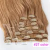 12-26 tum Clip Ins European Brasilianska Human Hair Silke Straight Extensions Obehandlade 180g Naturliga svarta Goldenins Mänskliga hårförlängningar