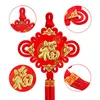Nodo cinese di grandi dimensioni con caratteri Fu dorati Nappe cinesi con cordone di annodatura, ornamento tradizionale cinese