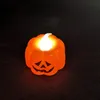 Varm vit pumpa te lampor batteridriven LED Tealight Flicker Flameless Candle Light Party Halloween Dekoration