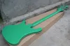 مصنع مخصص باس غيتار كهربائي أخضر مع 4 سلاسل ، Pickguard الأبيض ، روزوود الأصابع ، الاجهزه كروم ، تقدم مخصصة