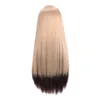 Peruker mumupi lång rak syntetisk peruk med lugg blond ombre bruna peruker för svarta kvinnor cosplay värmebeständigt hår