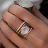 Onregelmatigheid Natuurlijke stenen Rings Moonstone Joint Ring for Women Fashion Wedding Fine Jewelry Maxi Statement