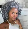 Going grey kinky human hair ponytail extension clips wrap drawstring afro puff chignon horsetail curly pony tail hairpiece 14inch