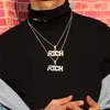 Iced Out Diamond Letter RICH Pendant Necklace with 4mm Tennis Chain Full Zircon Mens Hip Hop Jewelry Gift1809588