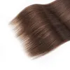 Paquets d'armure de cheveux brun chocolat avec fermeture 4 extensions de cheveux humains droites malaisiennes Remy 3 ou 4 paquets avec dentelle 2x6 Clos4201243