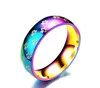 Bunter Regenbogen-Fingerring mit kleinem Pfotenabdruck für Paare, Versprechen, Verlobung, 6 mm, Eheringe für Liebhaber, Lesben, Homosexuell, Jewelry303a