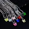 Animal Pendentif Papillon Colliers pour Femmes Argent Mode Luxe Glacé Chaînes Strass Bling Bling Hip Hop Bijoux Collier Ras Du Cou