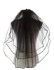 Hot Sell Fingertip Length Tre Layer Ribbon Edge Wedding Veil White Black Ivory Bridal Veil