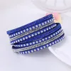 New Multilayer crystal Wrap bracelet Rhinestone Bling slake deluxe bracelet Double wrap leather bangle Pulseiras Femininas TH125