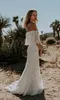 Robes de mariée sirène style bohémien, épaules dénudées, longue dentelle complète, style Boho, bon marché, robe de mariée de plage, grande taille