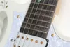 Guitarra eléctrica White Body 24 Frets Golden Hardware con puente Tremolo, pastillas HSH, se puede personalizar