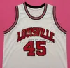 Louisville College Terry Rozier III #0 Donovan Mitchell #45 레트로 농구 저지 남성용 스티치 맞춤 번호 이름 유니폼