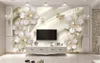 Photo Wallpaper 3d Luxury Gold Jewellery Plum European Style Living Room TV Background Bound Wall Painting Wallpaper