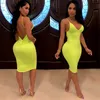 Strap Sexy Basic Party Neon Dress for Women Casual Solid Sleeveless Bodycon Dress Summer 2019 Pink Dresses